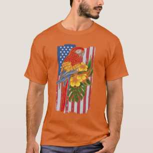 Camiseta Bandera de Estados Unidos Parrot Bird Lover Parrot