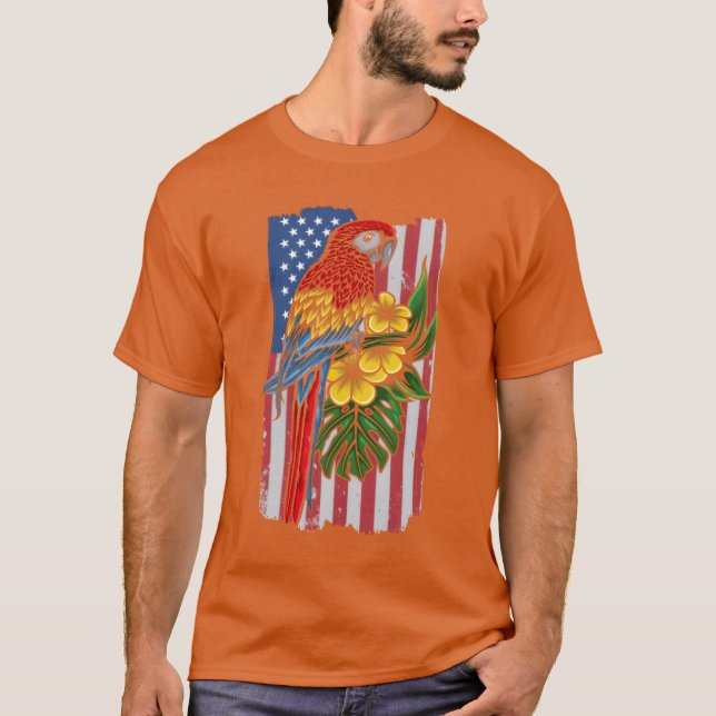 Camiseta Bandera de Estados Unidos Parrot Bird Lover Parrot (Anverso)