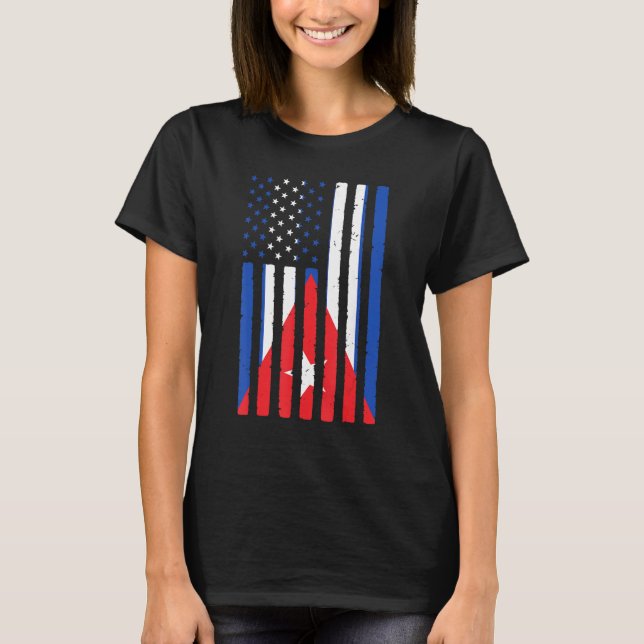 Camiseta Bandera de Estados Unidos Patrimonio cubano por me (Anverso)