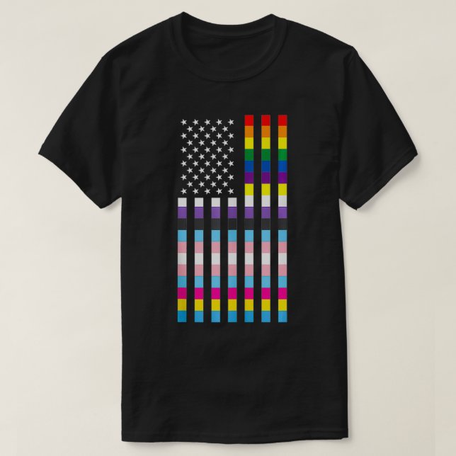 Camiseta Bandera de Estados Unidos Patriótico Trans No Bina (Diseño del anverso)