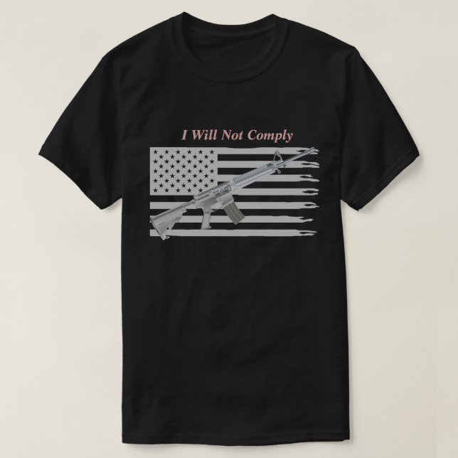 Camiseta Bandera de Estados Unidos que no cumpliré oscura (Diseño del anverso)