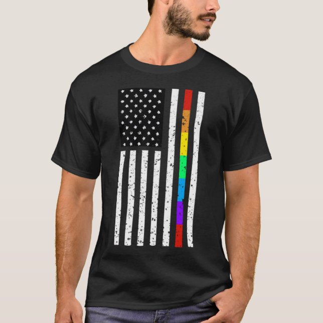Camiseta Bandera de Estados Unidos Regalo del Orgullo Gay L (Anverso)