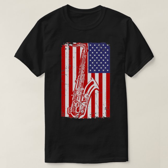 Camiseta Bandera de Estados Unidos Regalo saofonista Saopho (Diseño del anverso)