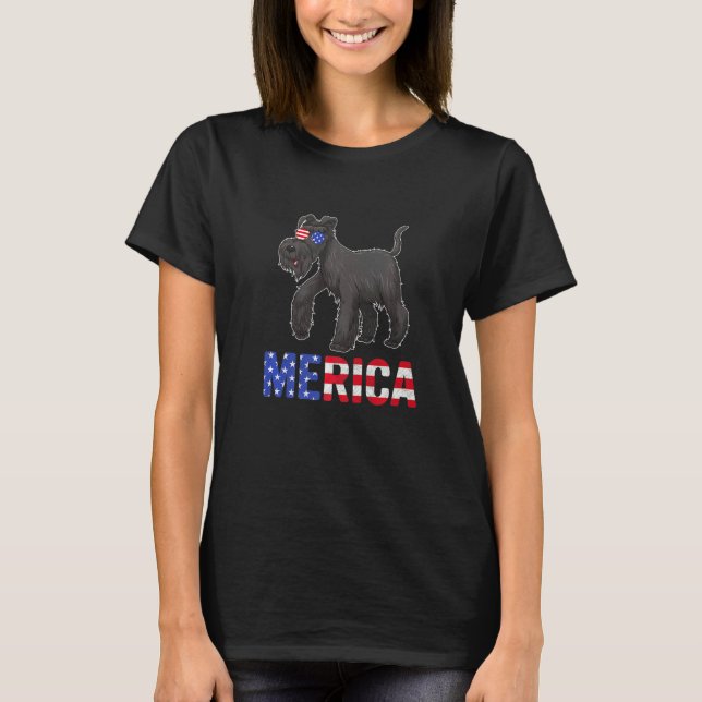 Camiseta Bandera De Estados Unidos Schnauzer Dog Sunglass P (Anverso)