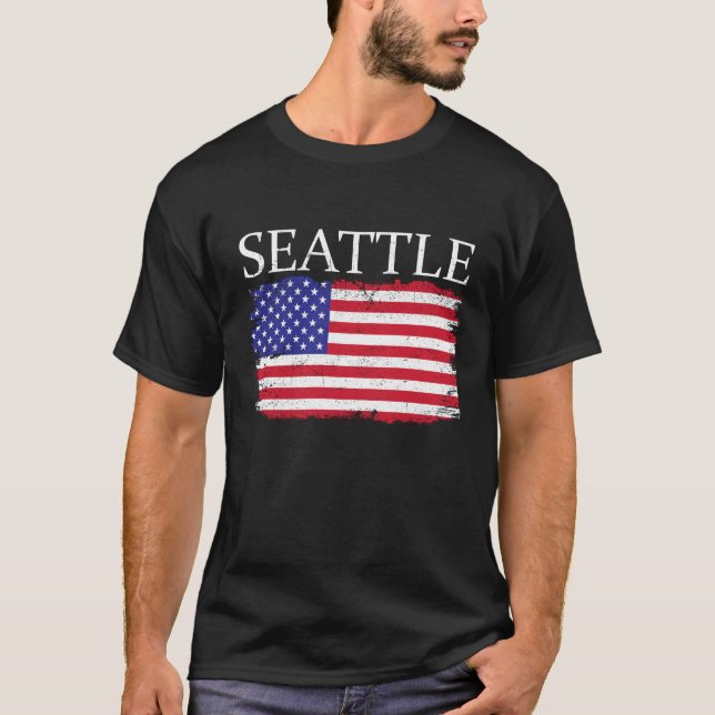 Camiseta Bandera de Estados Unidos Seattle Style (Anverso)