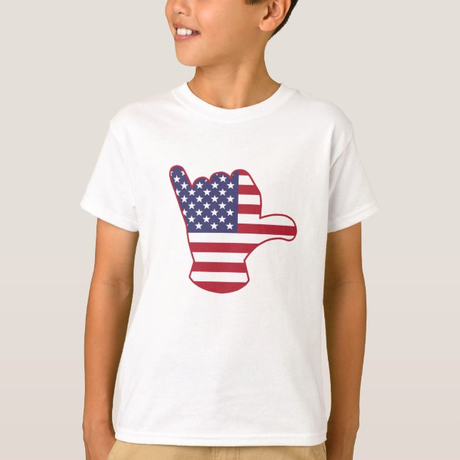 Camiseta Bandera de Estados Unidos Shaka (Anverso)