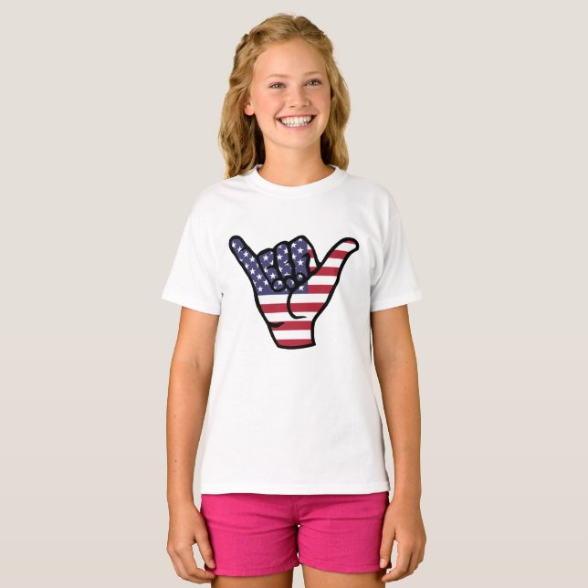 Camiseta Bandera de Estados Unidos Shaka (Anverso completo)