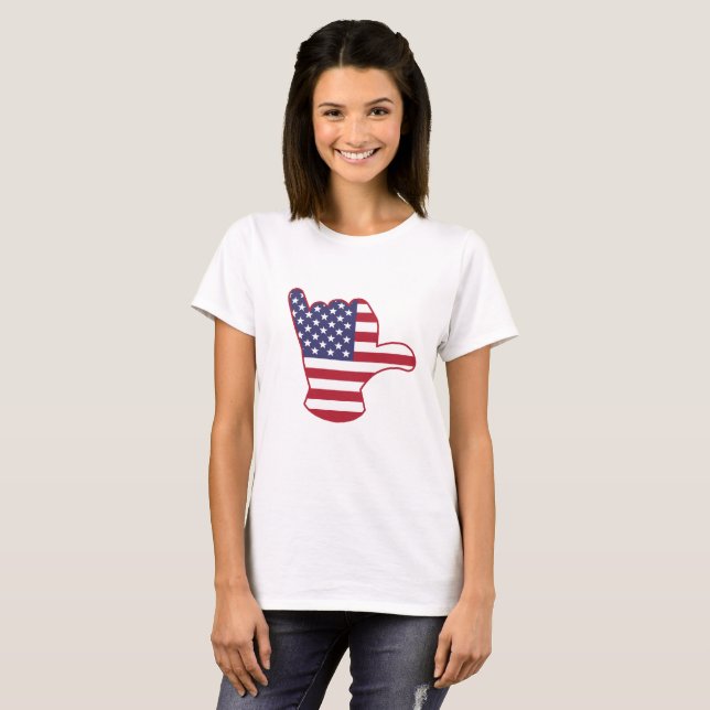 Camiseta Bandera de Estados Unidos Shaka (Anverso completo)