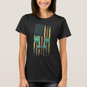 Camiseta Bandera De Estados Unidos Tropical Sunset