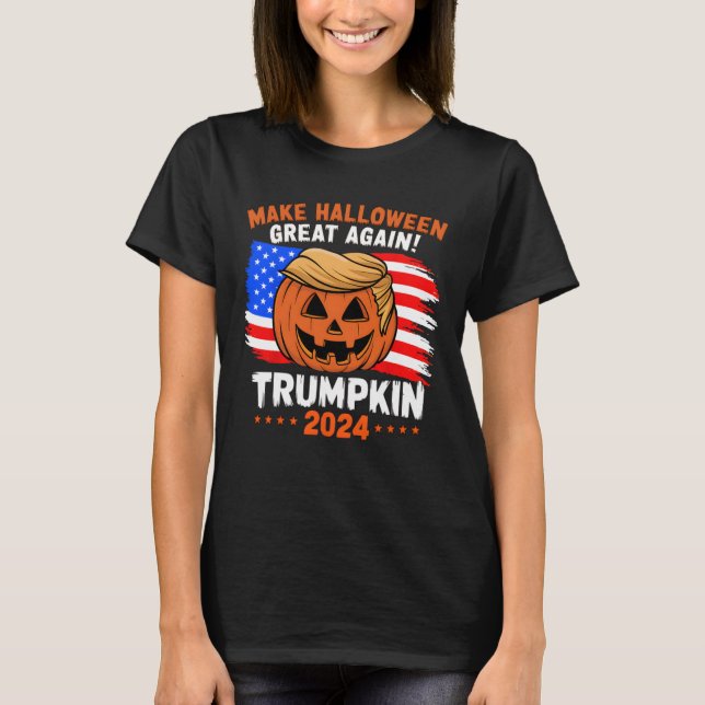 Camiseta Bandera De Estados Unidos Trumpkin 2024 Halloween  (Anverso)
