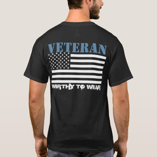 Camiseta Bandera de Estados Unidos - Veterana FUERZA AZUL A (Reverso)