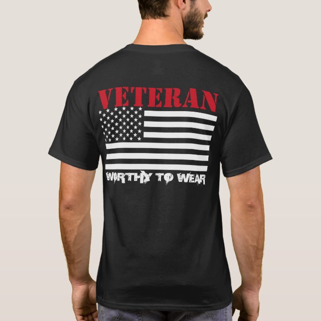Camiseta Bandera de Estados Unidos - Veterano USMC RED - Va (Reverso)
