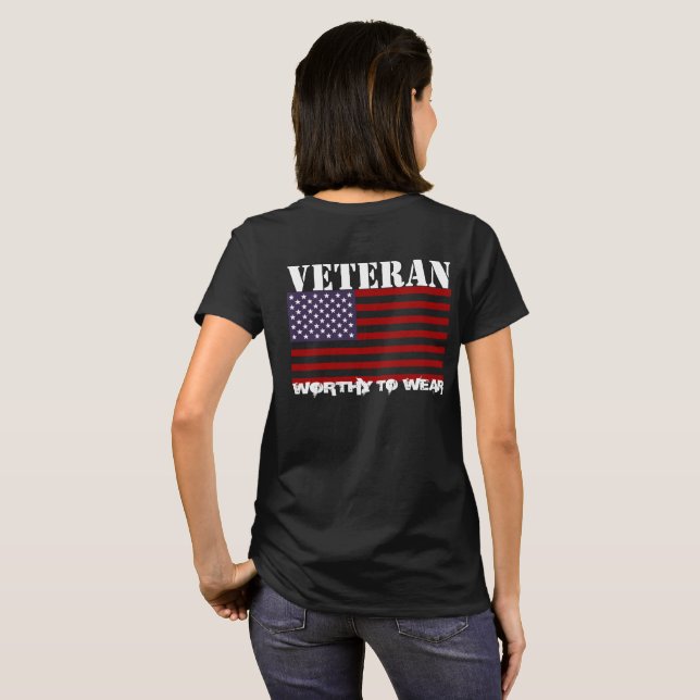 Camiseta Bandera de Estados Unidos - Veterano - Vale la pen (Reverso completo)