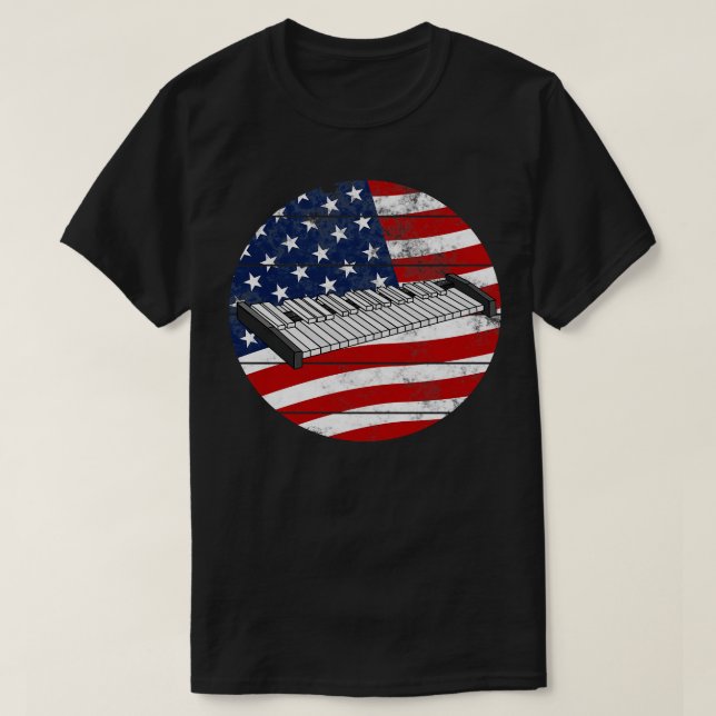 Camiseta Bandera de Estados Unidos Xilófona Música Percussi (Diseño del anverso)