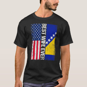Camiseta Bandera De Estados Unidos Y Bandera De Bosnia Y He