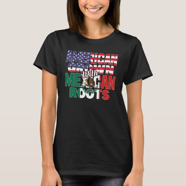 Camiseta Bandera de Estados Unidos y México MEXICANA RAÍCES (Anverso)