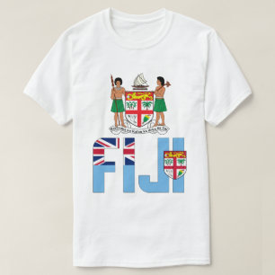Camiseta Bandera de Fiji y Patriótico Del Escudo De Armas