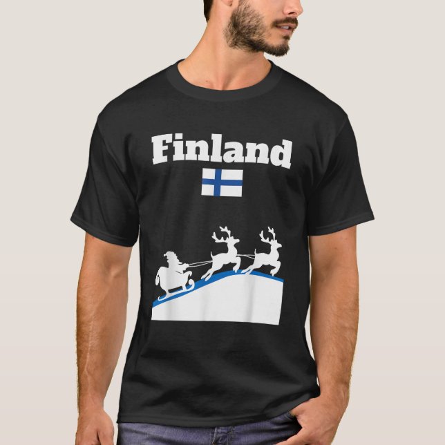 Camiseta Bandera de Finlandia en los renos de trineo de San (Anverso)