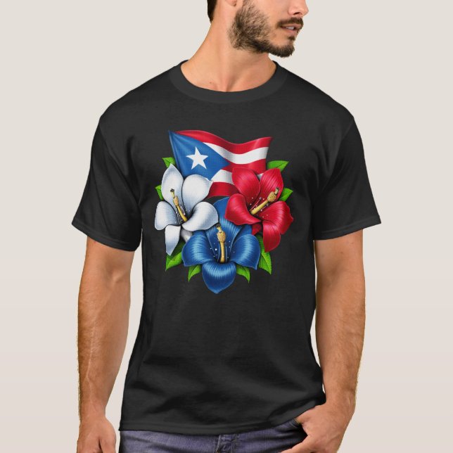 Camiseta Bandera de flores de Puerto Rico (Anverso)