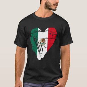 Camiseta Bandera de forma de corazón retro de México 2