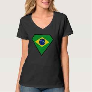 Camiseta Bandera de forma de diamante de Brasil. Vintage Ef