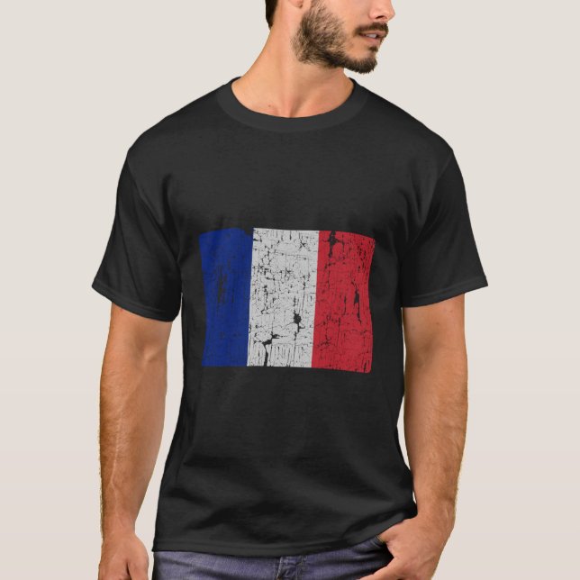 Camiseta Bandera de Francia antigua Retro Hombres Franceses (Anverso)