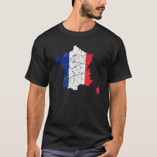 Camiseta Bandera de Francia con mapa francés angustiado