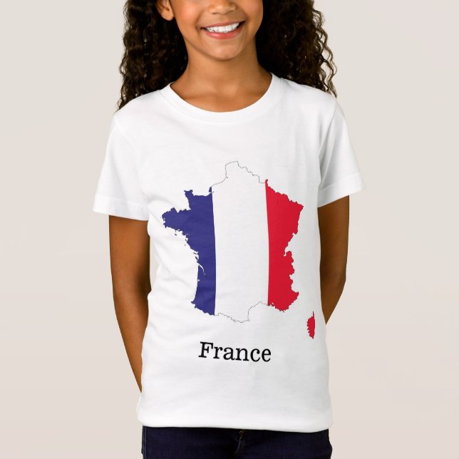 Camiseta Bandera de Francia en diseño de recuerdos de mapas (Anverso)
