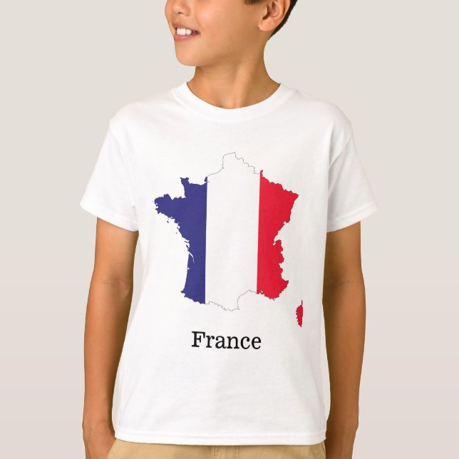 Camiseta Bandera de Francia en diseño de recuerdos de mapas (Anverso)