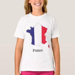 Camiseta Bandera de Francia en diseño de recuerdos de mapas
