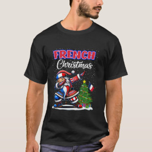 Camiseta Bandera de Francia para niños en Dabbing Santa Nav