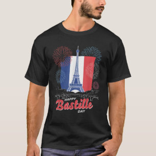 Camiseta Bandera de Francia París 14 de julio Fuegos artifi