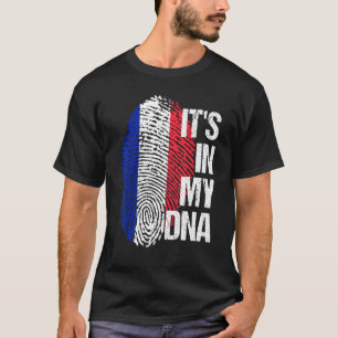 Camiseta Bandera de Francia Raíces de corazón huella digita
