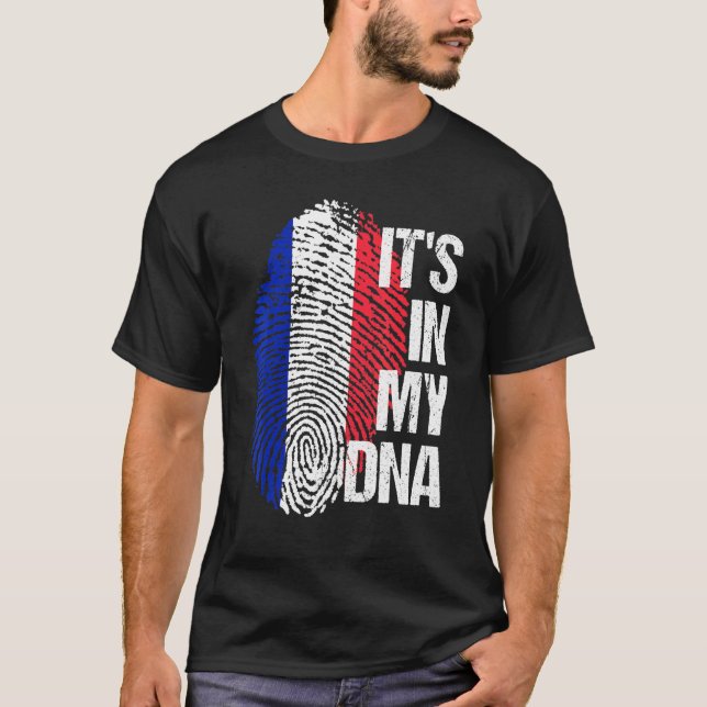 Camiseta Bandera de Francia Raíces de corazón huella digita (Anverso)