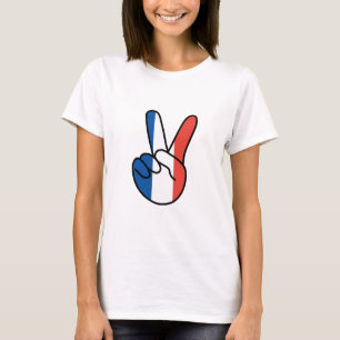 Camiseta Bandera de Francia V Sign