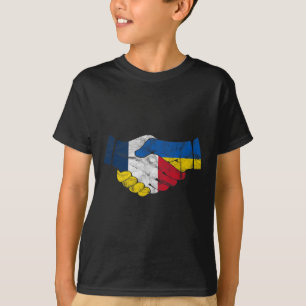Camiseta Bandera de Francia y Ucrania apretón de manos de a