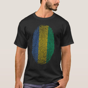 Camiseta Bandera de Gabón Dna Fingerprint Hombres Mujeres N