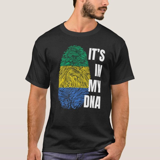 Camiseta Bandera de Gabón Dna Huella digital Mes de histori (Anverso)