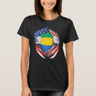 Camiseta Bandera de Gabón norteamericana orgullosa de mi he