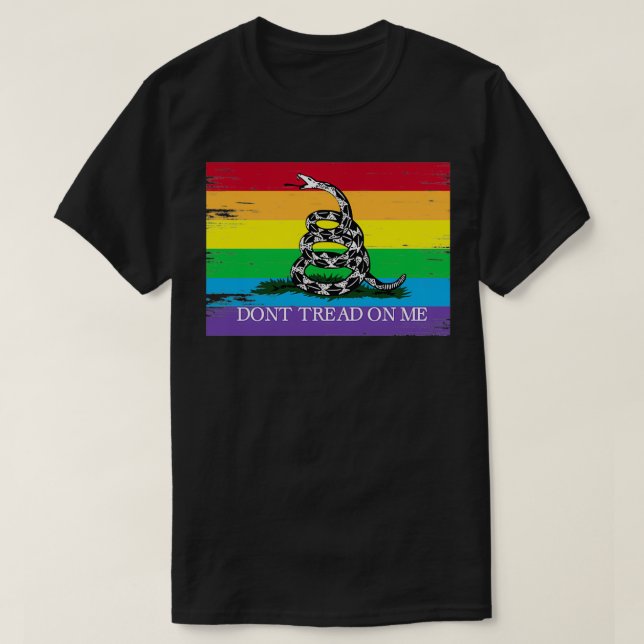 Camiseta Bandera de Gadsden LGBT Donamp39t pisada sobre mí  (Diseño del anverso)