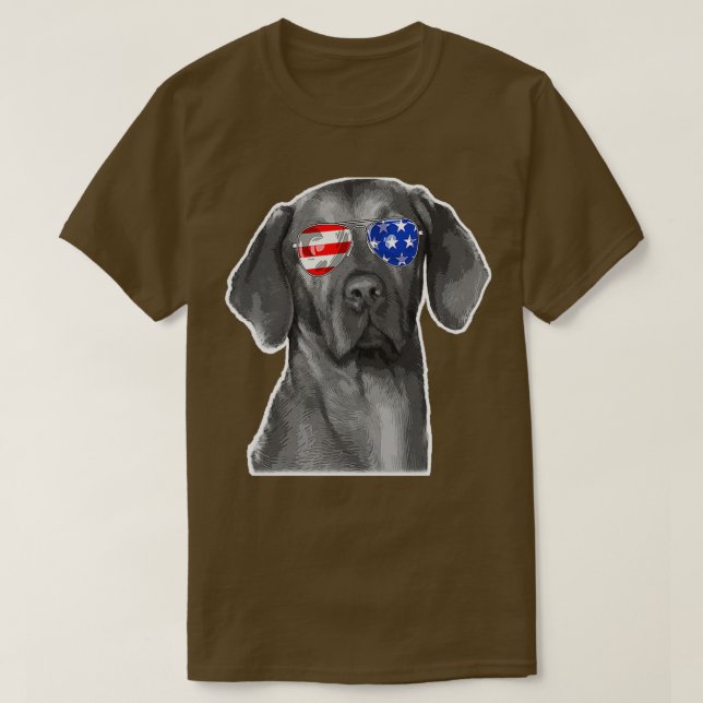 Camiseta Bandera de gafas de sol de perro de Weimaraner (Diseño del anverso)