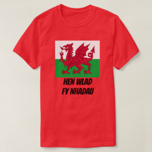 Camiseta Bandera de Gales y texto bueno Hen Wlad Fy Nhadau