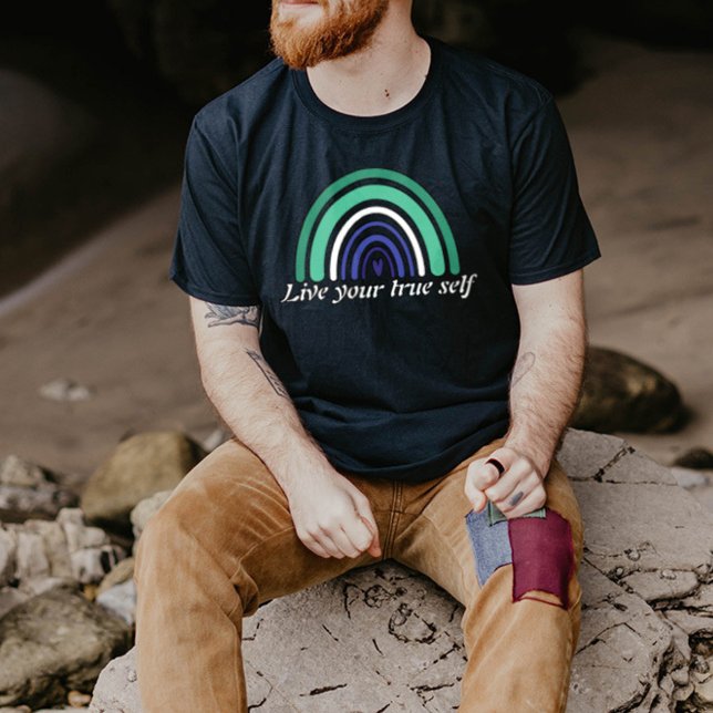 Camiseta Bandera de gay LGBTQ: Vive tu verdadero yo (Subido por el creador)