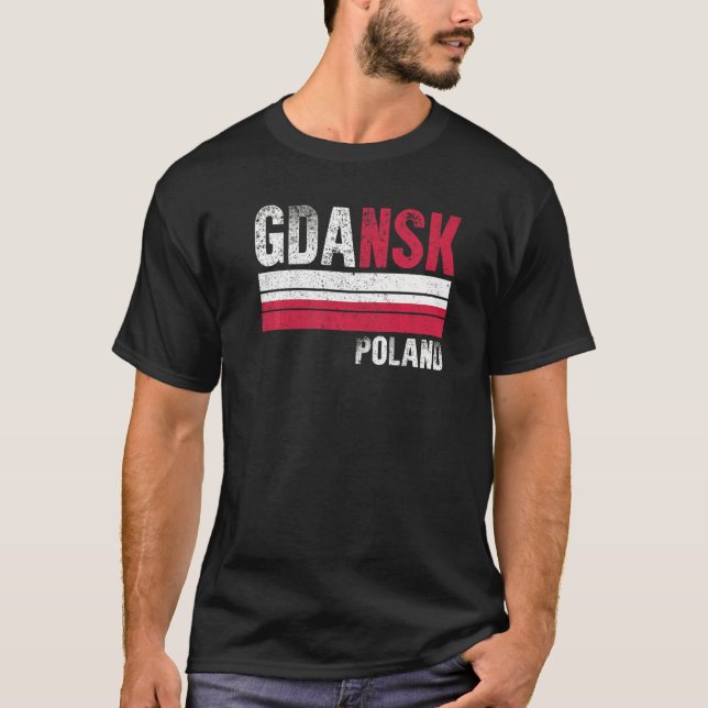 Camiseta Bandera de Gdansk Polonia Hombres polacos Niños mu (Anverso)