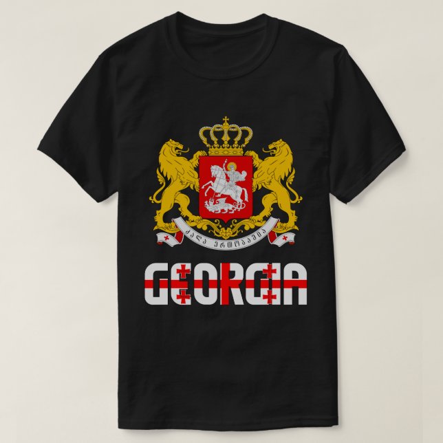 Camiseta Bandera de Georgia y Patriótico Del Escudo De Arma (Diseño del anverso)