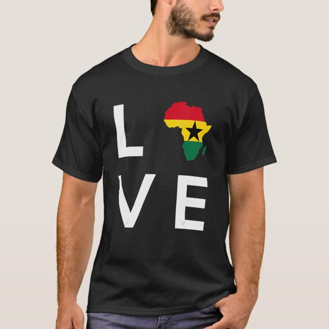 Camiseta Bandera de Ghana ama la silueta continental de Áfr (Anverso)