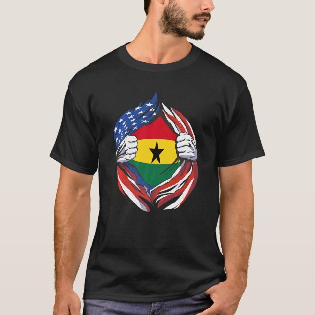 Camiseta Bandera de Ghana Orgullo americano de mi herencia  (Anverso)