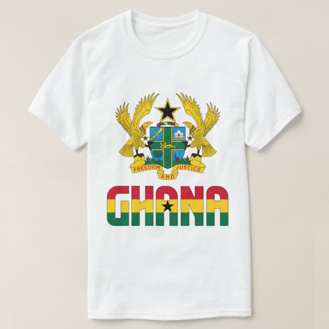 Camiseta Bandera de Ghana y Patriótico Del Escudo De Armas (Diseño del anverso)