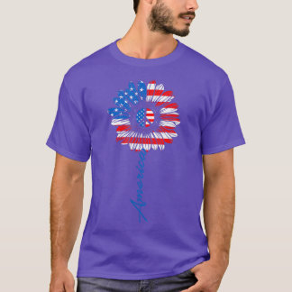 Camiseta Bandera de Girasol América 4 de julio Patriótico U