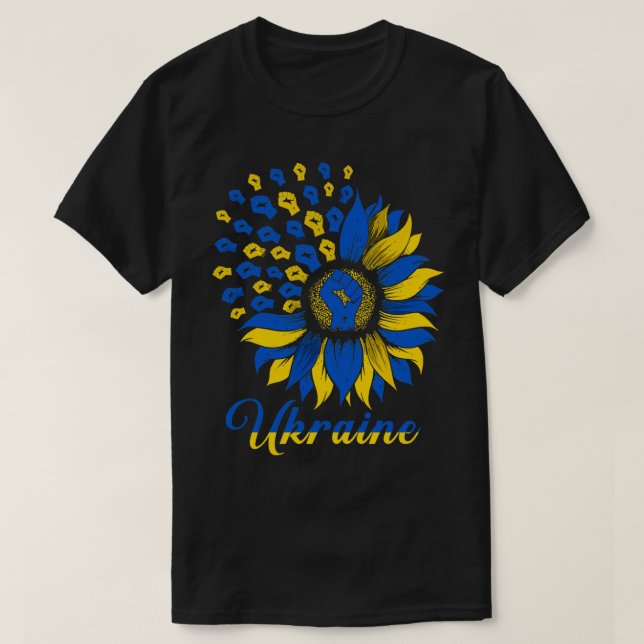 Camiseta Bandera de girasol de Ucrania apoya a Ucrania libe (Diseño del anverso)